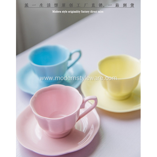 Colorful Ceramic Coffee Cup and Saucer